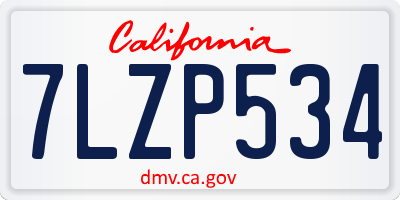 CA license plate 7LZP534