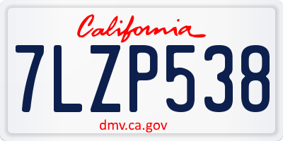 CA license plate 7LZP538