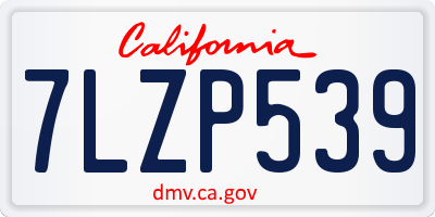 CA license plate 7LZP539