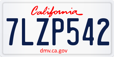 CA license plate 7LZP542