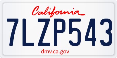 CA license plate 7LZP543