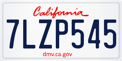 CA license plate 7LZP545