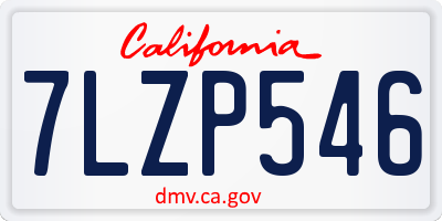 CA license plate 7LZP546