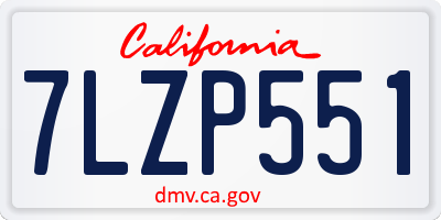 CA license plate 7LZP551