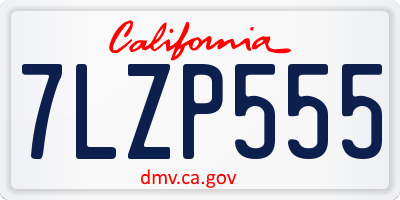 CA license plate 7LZP555
