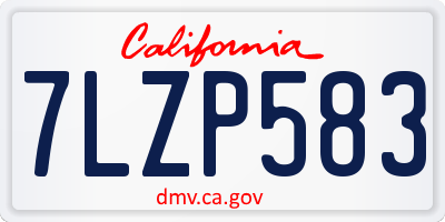 CA license plate 7LZP583