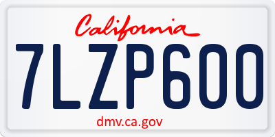 CA license plate 7LZP600