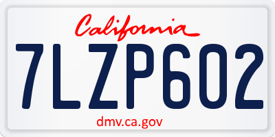 CA license plate 7LZP602