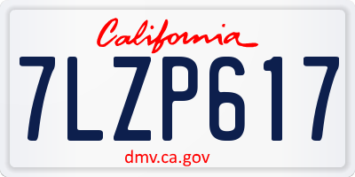 CA license plate 7LZP617
