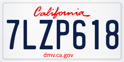 CA license plate 7LZP618