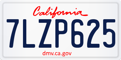 CA license plate 7LZP625