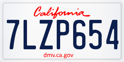 CA license plate 7LZP654
