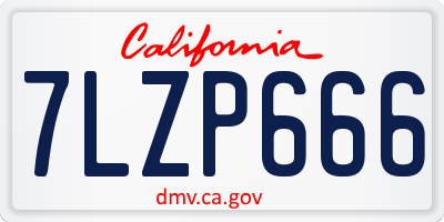 CA license plate 7LZP666