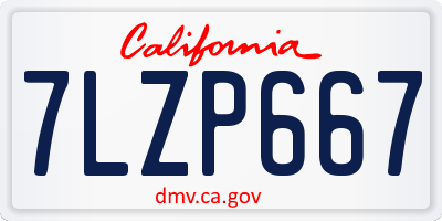 CA license plate 7LZP667