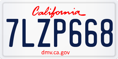 CA license plate 7LZP668