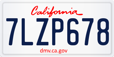 CA license plate 7LZP678