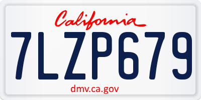CA license plate 7LZP679