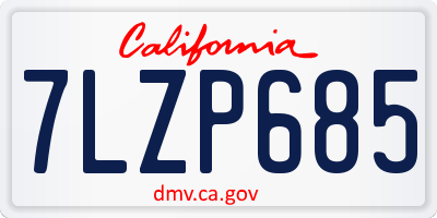 CA license plate 7LZP685