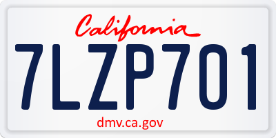 CA license plate 7LZP701