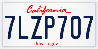 CA license plate 7LZP707