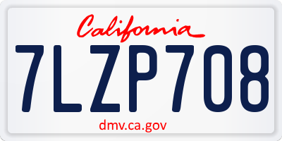 CA license plate 7LZP708