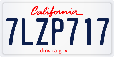 CA license plate 7LZP717