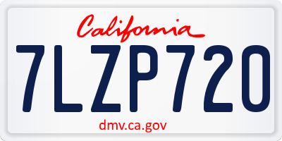 CA license plate 7LZP720