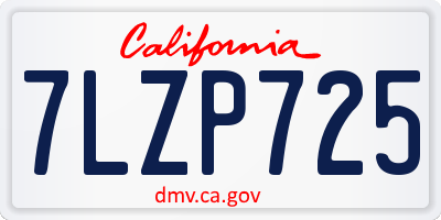 CA license plate 7LZP725