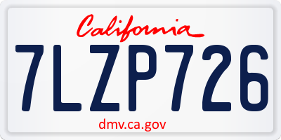 CA license plate 7LZP726