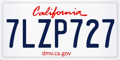 CA license plate 7LZP727