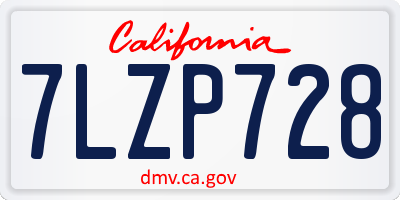 CA license plate 7LZP728
