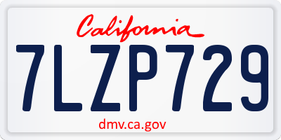 CA license plate 7LZP729