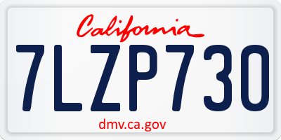 CA license plate 7LZP730