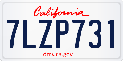 CA license plate 7LZP731