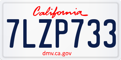 CA license plate 7LZP733
