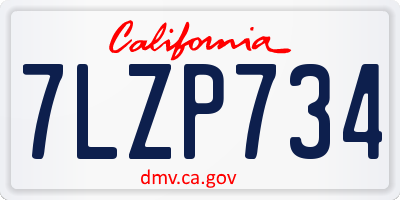 CA license plate 7LZP734