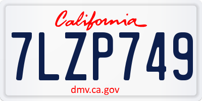 CA license plate 7LZP749