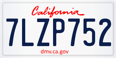 CA license plate 7LZP752