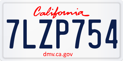 CA license plate 7LZP754