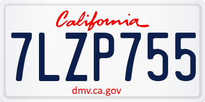 CA license plate 7LZP755