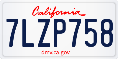 CA license plate 7LZP758