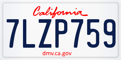 CA license plate 7LZP759