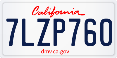 CA license plate 7LZP760