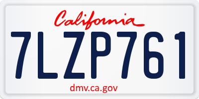 CA license plate 7LZP761