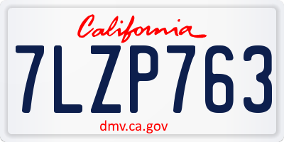 CA license plate 7LZP763