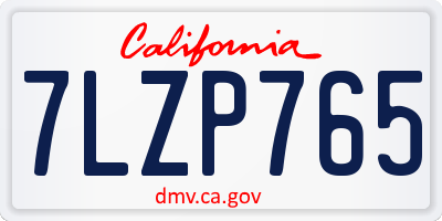 CA license plate 7LZP765