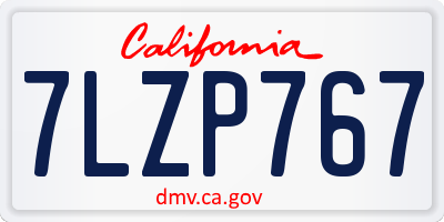 CA license plate 7LZP767