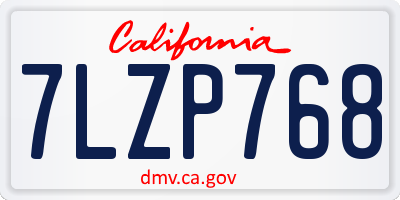 CA license plate 7LZP768