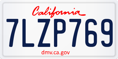 CA license plate 7LZP769