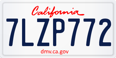 CA license plate 7LZP772